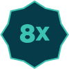 8X in the middle of teal polygon