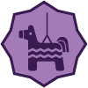 Purple Polygon Icon with a pinata in the middle