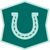 Teal Polygon Icon with horseshoe in the middle