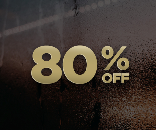 80% off in the middle of blurry water dripping window background