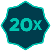 Dark Blue and Teal Polygon Icon with 20X in the middle