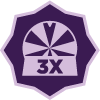 Purple polygon with a gambling wheel in the middle with 3X written at the bottom