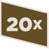 20X in the middle of a gold polygon