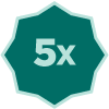 Turquoise Polygon Icon with '5X' in the middle