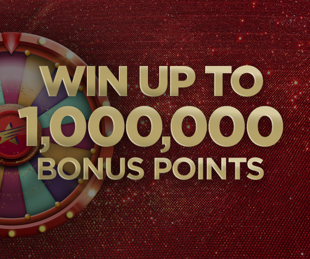 'Win Up To 1,000,000 Bonus Points' in the middle with a Winner’s Edge roulette type wheel in the background