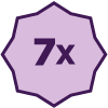 Purple Polygon Icon with '7X' in the middle