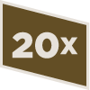 brown parallelogram with 20x in the middle