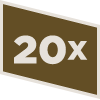 brown parallelogram with 20x in the middle