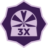 Pinwheel with 3X in the middle of a purple polygon