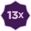 Purple Polygon Icon with '13X' in the middle