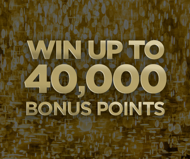 'WIN UP TO 40,000 BONUS POINTS' in the middle of a twinkly light background 