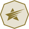 Cream polygon with a gold Winner’s Edge star in the middle 
