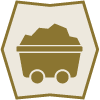 Gold mine cart in the middle of a light brown background
