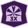a purple pinwheel with ‘3x’ in the middle of a polygon